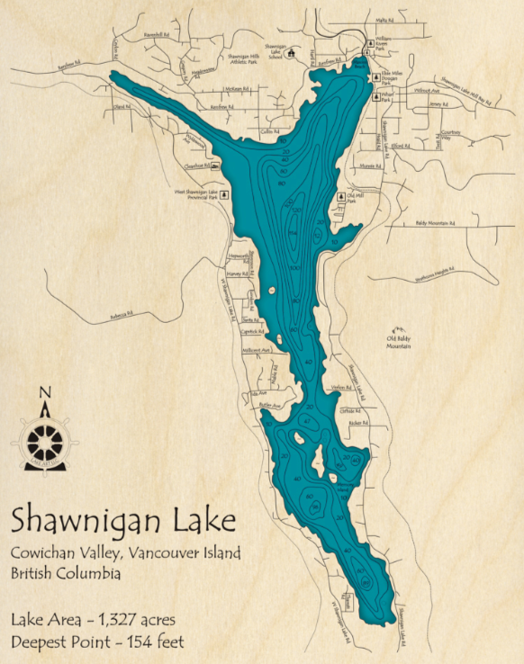 Shawnigan Lake contour map